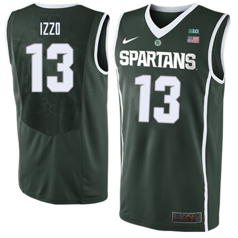Men #13 Steven Izzo Michigan State Spartans College Basketball Jerseys Sale-Dark Green
